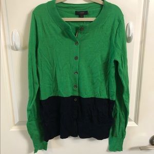 NWT JCrew Green/Navy Cardigan XS